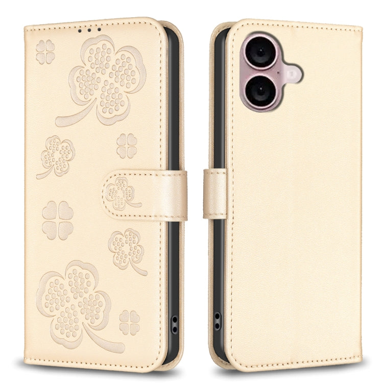 四葉草壓紋皮革手機殼，適用於 iPhone 17 Pro Max，適用於 iPhone 17 Pro，適用於 iPhone 17，適用於 iPhone Air，適用於 iPhone 16 Pro Max，適用於 iPhone 16 Pro，適用於 iPhone 16 Plus，適用於 iPhone 16