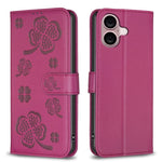四葉草壓紋皮革手機殼，適用於 iPhone 17 Pro Max，適用於 iPhone 17 Pro，適用於 iPhone 17，適用於 iPhone Air，適用於 iPhone 16 Pro Max，適用於 iPhone 16 Pro，適用於 iPhone 16 Plus，適用於 iPhone 16