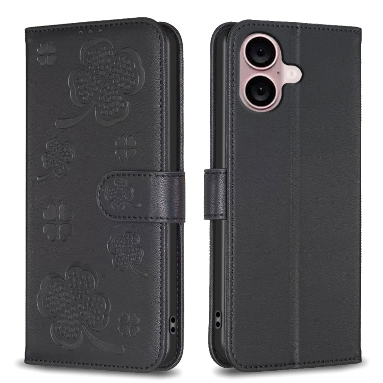 四葉草壓紋皮革手機殼，適用於 iPhone 17 Pro Max，適用於 iPhone 17 Pro，適用於 iPhone 17，適用於 iPhone Air，適用於 iPhone 16 Pro Max，適用於 iPhone 16 Pro，適用於 iPhone 16 Plus，適用於 iPhone 16