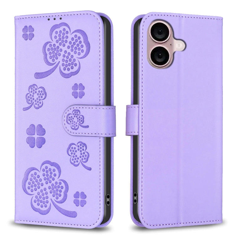 四葉草壓紋皮革手機殼，適用於 iPhone 17 Pro Max，適用於 iPhone 17 Pro，適用於 iPhone 17，適用於 iPhone Air，適用於 iPhone 16 Pro Max，適用於 iPhone 16 Pro，適用於 iPhone 16 Plus，適用於 iPhone 16
