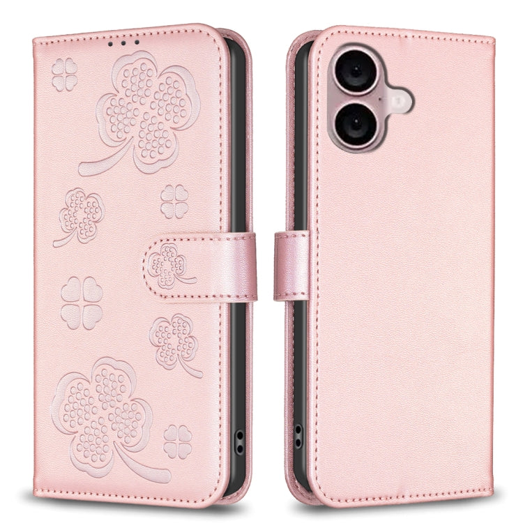 四葉草壓紋皮革手機殼，適用於 iPhone 17 Pro Max，適用於 iPhone 17 Pro，適用於 iPhone 17，適用於 iPhone Air，適用於 iPhone 16 Pro Max，適用於 iPhone 16 Pro，適用於 iPhone 16 Plus，適用於 iPhone 16