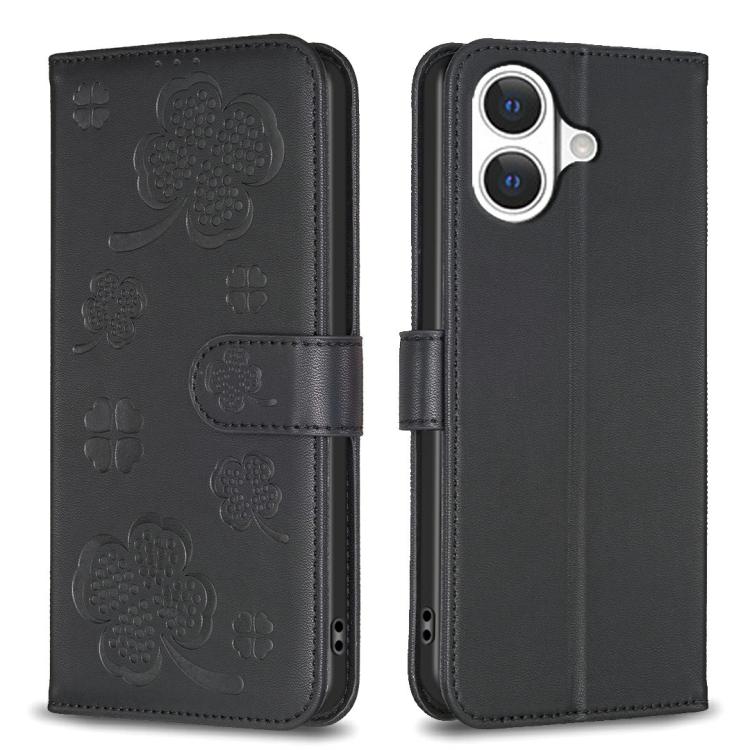 四葉草壓紋皮革手機殼，適用於 iPhone 17 Pro Max，適用於 iPhone 17 Pro，適用於 iPhone 17，適用於 iPhone Air，適用於 iPhone 16 Pro Max，適用於 iPhone 16 Pro，適用於 iPhone 16 Plus，適用於 iPhone 16