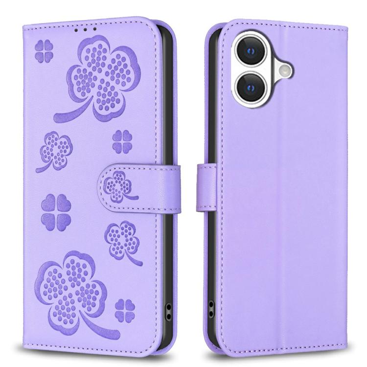 四葉草壓紋皮革手機殼，適用於 iPhone 17 Pro Max，適用於 iPhone 17 Pro，適用於 iPhone 17，適用於 iPhone Air，適用於 iPhone 16 Pro Max，適用於 iPhone 16 Pro，適用於 iPhone 16 Plus，適用於 iPhone 16