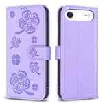 四葉草壓紋皮革手機殼，適用於 iPhone 17 Pro Max，適用於 iPhone 17 Pro，適用於 iPhone 17，適用於 iPhone Air，適用於 iPhone 16 Pro Max，適用於 iPhone 16 Pro，適用於 iPhone 16 Plus，適用於 iPhone 16