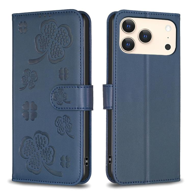 四葉草壓紋皮革手機殼，適用於 iPhone 17 Pro Max，適用於 iPhone 17 Pro，適用於 iPhone 17，適用於 iPhone Air，適用於 iPhone 16 Pro Max，適用於 iPhone 16 Pro，適用於 iPhone 16 Plus，適用於 iPhone 16