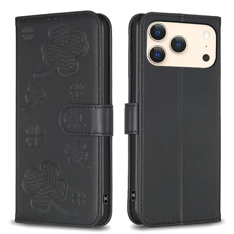 四葉草壓紋皮革手機殼，適用於 iPhone 17 Pro Max，適用於 iPhone 17 Pro，適用於 iPhone 17，適用於 iPhone Air，適用於 iPhone 16 Pro Max，適用於 iPhone 16 Pro，適用於 iPhone 16 Plus，適用於 iPhone 16
