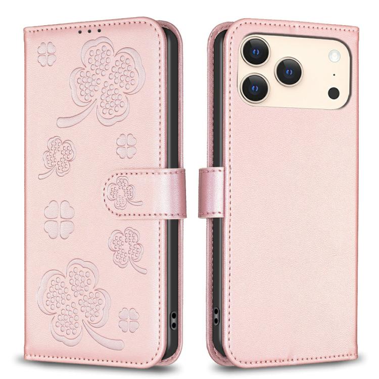 四葉草壓紋皮革手機殼，適用於 iPhone 17 Pro Max，適用於 iPhone 17 Pro，適用於 iPhone 17，適用於 iPhone Air，適用於 iPhone 16 Pro Max，適用於 iPhone 16 Pro，適用於 iPhone 16 Plus，適用於 iPhone 16