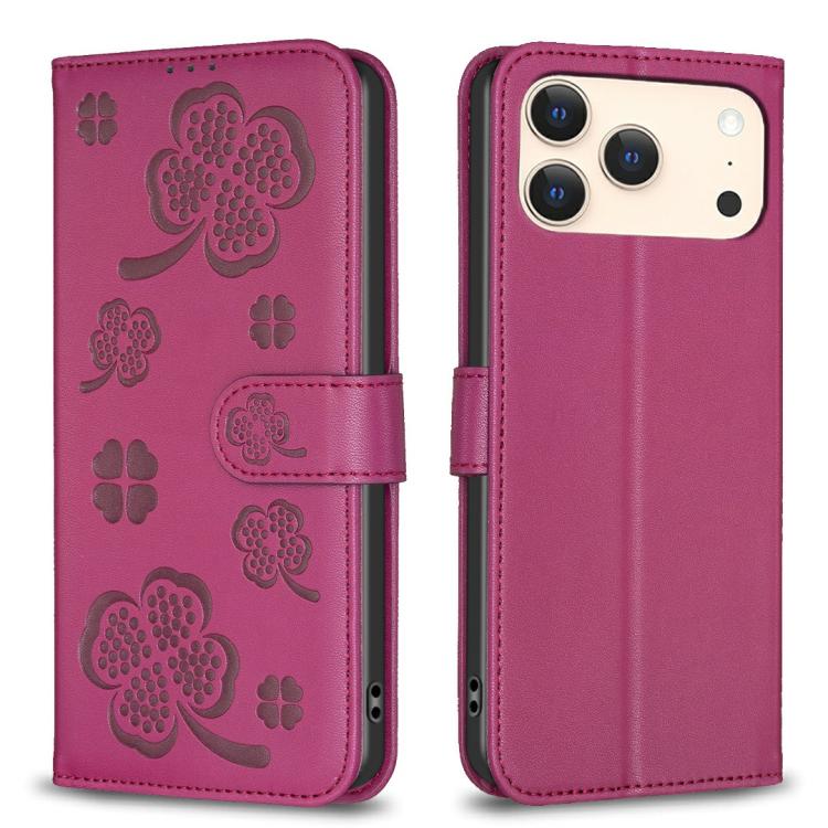 四葉草壓紋皮革手機殼，適用於 iPhone 17 Pro Max，適用於 iPhone 17 Pro，適用於 iPhone 17，適用於 iPhone Air，適用於 iPhone 16 Pro Max，適用於 iPhone 16 Pro，適用於 iPhone 16 Plus，適用於 iPhone 16