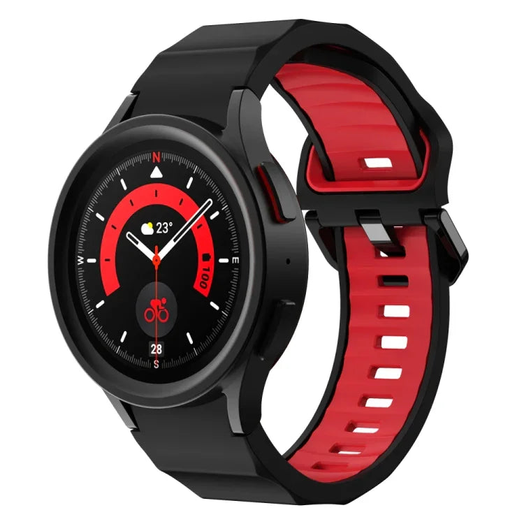 波浪紋理雙色矽膠錶帶，適用於 Samsung Galaxy Watch 6