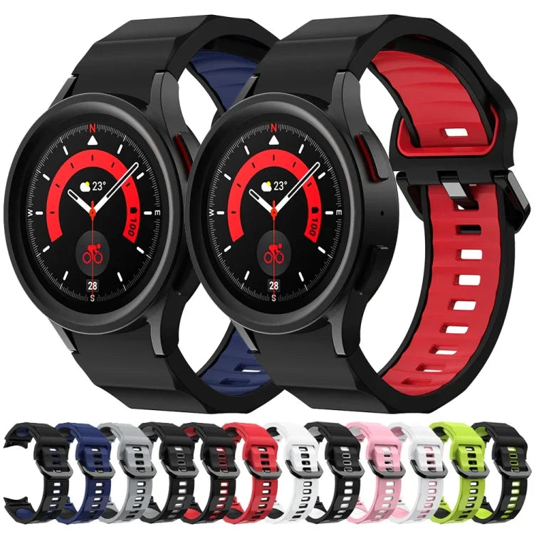 波浪紋理雙色矽膠錶帶，適用於 Samsung Galaxy Watch 6