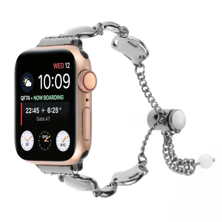 貝殼金屬鏈手鍊錶帶，適用於 Apple Watch 42mm，適用於 Apple Watch 38mm