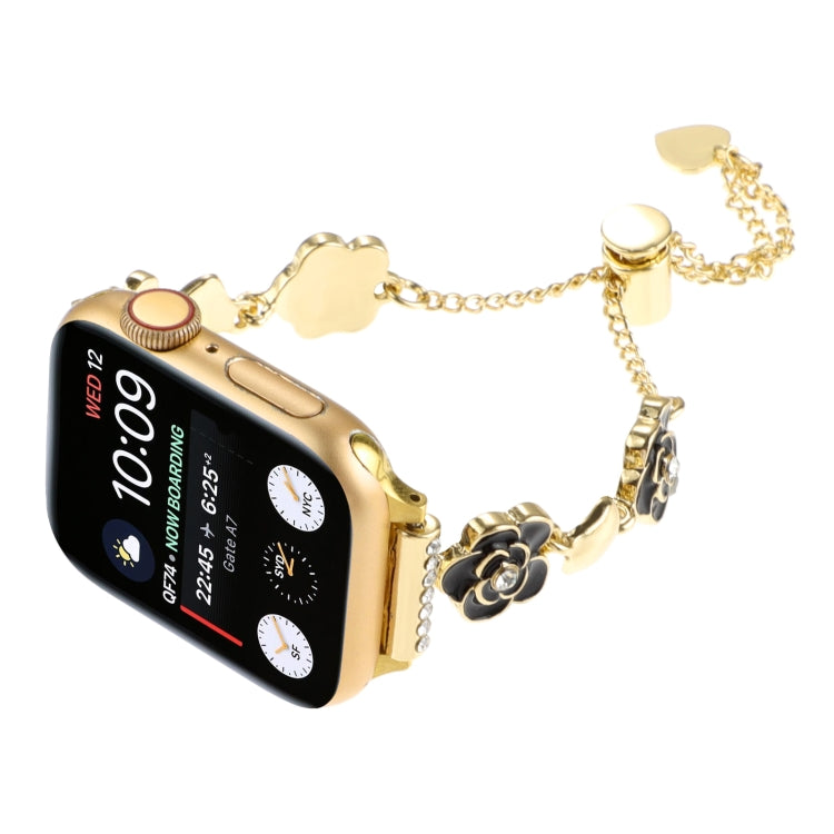 山茶花金屬鍊手鍊錶帶，適用於 Apple Watch SE 2023 44mm，適用於 Apple Watch SE 2023 40mm，適用於 Apple Watch Ultra 2 49mm，適用於 Apple Watch Series 9 45mm，適用於 Apple Watch Series 9 41mm，適用於 Apple Watch Ultra 49mm，適用於 Apple Watch Series 8 41mm