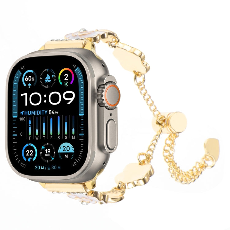 山茶花金屬鍊手鍊錶帶，適用於 Apple Watch SE 2023 44mm，適用於 Apple Watch SE 2023 40mm，適用於 Apple Watch Ultra 2 49mm，適用於 Apple Watch Series 9 45mm，適用於 Apple Watch Series 9 41mm，適用於 Apple Watch Ultra 49mm，適用於 Apple Watch Series 8 41mm