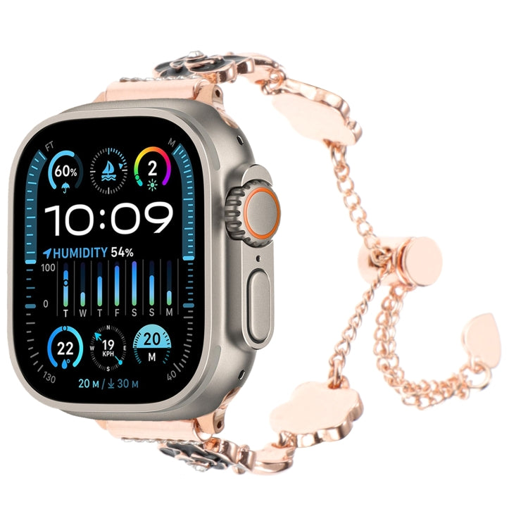 山茶花金屬鍊手鍊錶帶，適用於 Apple Watch SE 2023 44mm，適用於 Apple Watch SE 2023 40mm，適用於 Apple Watch Ultra 2 49mm，適用於 Apple Watch Series 9 45mm，適用於 Apple Watch Series 9 41mm，適用於 Apple Watch Ultra 49mm，適用於 Apple Watch Series 8 41mm