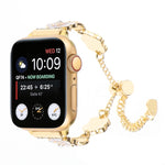 山茶花金屬鍊手鍊錶帶，適用於 Apple Watch SE 2023 44mm，適用於 Apple Watch SE 2023 40mm，適用於 Apple Watch Ultra 2 49mm，適用於 Apple Watch Series 9 45mm，適用於 Apple Watch Series 9 41mm，適用於 Apple Watch Ultra 49mm，適用於 Apple Watch Series 8 41mm