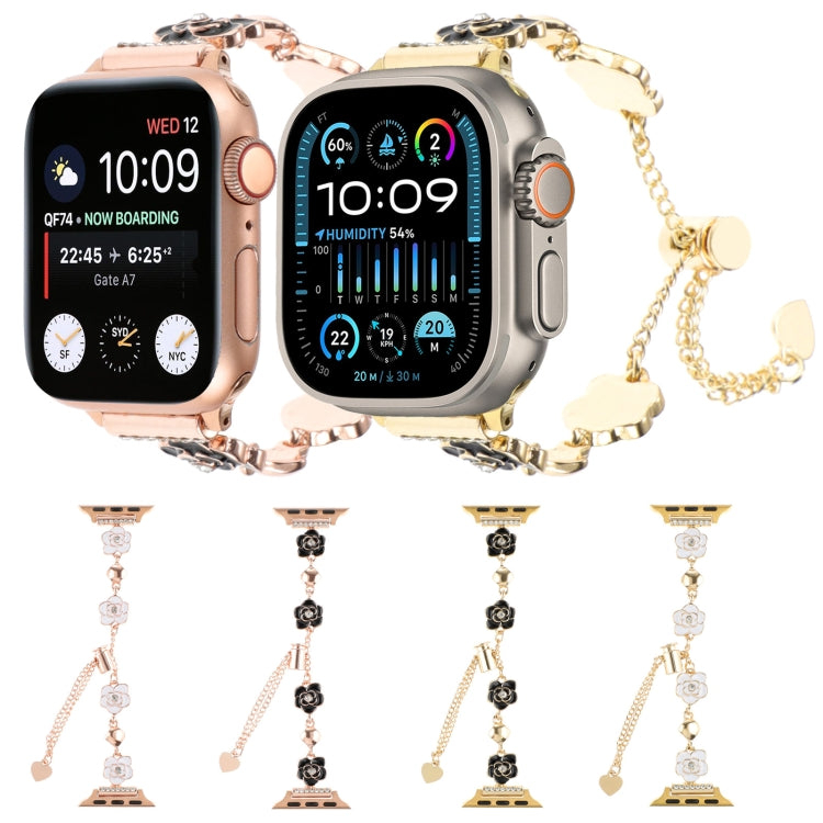 山茶花金屬鍊手鍊錶帶，適用於 Apple Watch SE 40mm，適用於 Apple Watch SE 44mm，適用於 Apple Watch Series 6 40mm，適用於 Apple Watch Series 6 44mm，適用於 Apple Watch Series 5 44mm，適用於 Apple Watch Series 5 40mm，適用於 Apple Watch Series 4 44mm