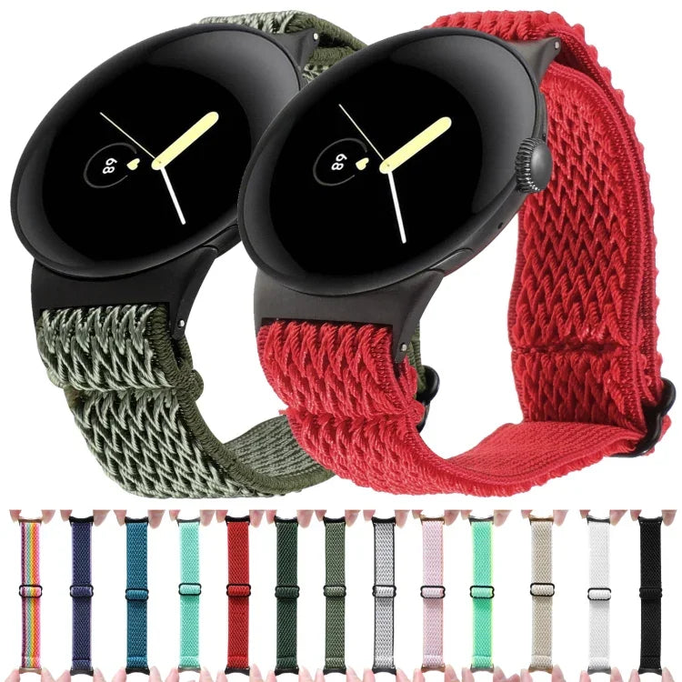 20mm 波浪編織尼龍錶帶，適用於 Google Pixel Watch 4 / 3 / 2 / 1 41mm