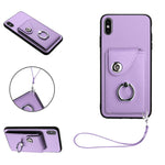 管風琴卡包指環支架 PU 手機殼附掛繩，適用於 iPhone XS / X，適用於 iPhone XR，適用於 iPhone XS Max，適用於 iPhone 8 Plus / 7 Plus