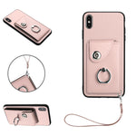 管風琴卡包指環支架 PU 手機殼附掛繩，適用於 iPhone XS / X，適用於 iPhone XR，適用於 iPhone XS Max，適用於 iPhone 8 Plus / 7 Plus