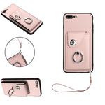 管風琴卡包指環支架 PU 手機殼附掛繩，適用於 iPhone XS / X，適用於 iPhone XR，適用於 iPhone XS Max，適用於 iPhone 8 Plus / 7 Plus