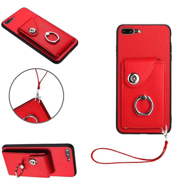 管風琴卡包指環支架 PU 手機殼附掛繩，適用於 iPhone XS / X，適用於 iPhone XR，適用於 iPhone XS Max，適用於 iPhone 8 Plus / 7 Plus