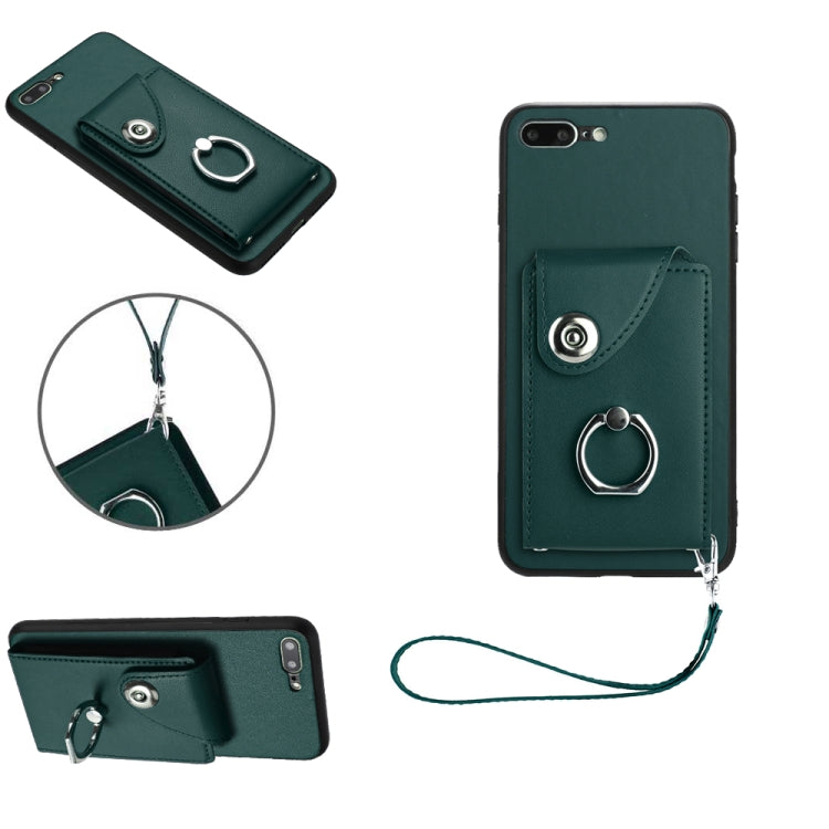 管風琴卡包指環支架 PU 手機殼附掛繩，適用於 iPhone XS / X，適用於 iPhone XR，適用於 iPhone XS Max，適用於 iPhone 8 Plus / 7 Plus