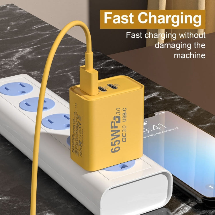 65W 氮化鎵 USB + Type-C 快速充電器，歐規插頭，美規插頭