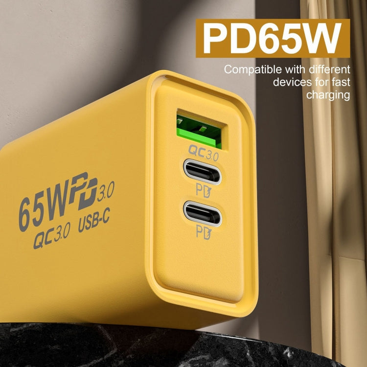 65W 氮化鎵 USB + Type-C 快速充電器，歐規插頭，美規插頭
