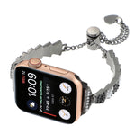 貝殼珠鏈手鍊金屬錶帶，適用於Apple Watch SE 2023 44mm、Apple Watch SE 2023 40mm、Apple Watch Ultra 2 49mm、Apple Watch Series 9 45mm、Apple Watch Series 9 41mm、Apple Watch Ultra 49mm、Apple Watch Series 8 41mm