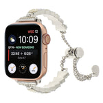 貝殼珠鏈手鍊金屬錶帶，適用於Apple Watch SE 2023 44mm、Apple Watch SE 2023 40mm、Apple Watch Ultra 2 49mm、Apple Watch Series 9 45mm、Apple Watch Series 9 41mm、Apple Watch Ultra 49mm、Apple Watch Series 8 41mm