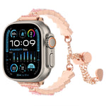 貝殼珠鏈手鍊金屬錶帶，適用於Apple Watch SE 2023 44mm、Apple Watch SE 2023 40mm、Apple Watch Ultra 2 49mm、Apple Watch Series 9 45mm、Apple Watch Series 9 41mm、Apple Watch Ultra 49mm、Apple Watch Series 8 41mm