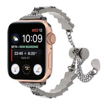 貝殼珠鏈手鍊金屬錶帶，適用於Apple Watch SE 40mm、Apple Watch SE 44mm、Apple Watch Series 6 40mm、Apple Watch Series 6 44mm、Apple Watch Series 5 44mm、Apple Watch Series 5 40mm、Apple Watch Series 4 44mm