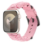 素色傘繩真皮錶帶，適用於 Apple Watch 42mm，適用於 Apple Watch 38mm