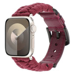 素色傘繩真皮錶帶，適用於 Apple Watch 42mm，適用於 Apple Watch 38mm