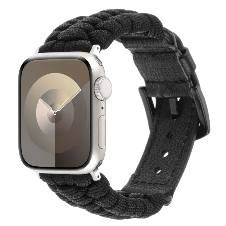 素色傘繩真皮錶帶，適用於 Apple Watch 42mm，適用於 Apple Watch 38mm