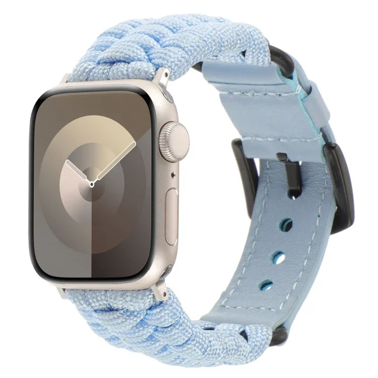 素色傘繩真皮錶帶，適用於 Apple Watch 42mm，適用於 Apple Watch 38mm