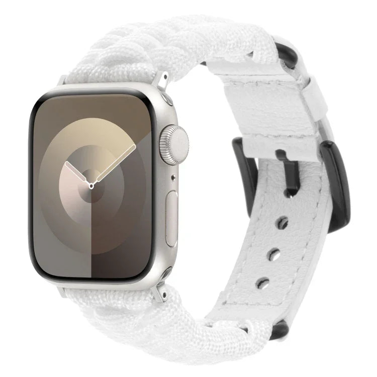 素色傘繩真皮錶帶，適用於 Apple Watch 42mm，適用於 Apple Watch 38mm
