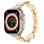 五瓣花鋅合金鍊帶錶帶，適用於 Apple Watch SE 2023 44mm、Apple Watch SE 2023 40mm、Apple Watch Ultra 2 49mm、Apple Watch Series 9 45mm、Apple Watch Series 9 41mm、Apple Watch Ultra 49mm