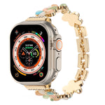 五瓣花鋅合金鍊帶錶帶，適用於 Apple Watch SE 2023 44mm、Apple Watch SE 2023 40mm、Apple Watch Ultra 2 49mm、Apple Watch Series 9 45mm、Apple Watch Series 9 41mm、Apple Watch Ultra 49mm