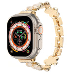 五瓣花鋅合金鍊帶錶帶，適用於 Apple Watch SE 2023 44mm、Apple Watch SE 2023 40mm、Apple Watch Ultra 2 49mm、Apple Watch Series 9 45mm、Apple Watch Series 9 41mm、Apple Watch Ultra 49mm