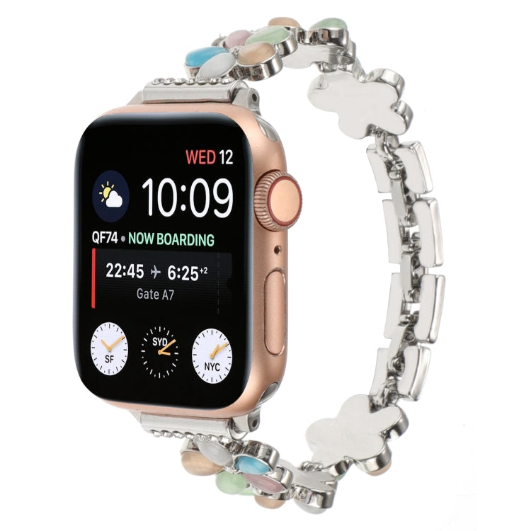 五瓣花鋅合金鍊錶帶，適用於 Apple Watch Series 4 44mm、Apple Watch Series 4 40mm、Apple Watch Series 3 38mm、Apple Watch Series 3 42mm、Apple Watch Series 2 42mm、Apple Watch Series 2 38mm