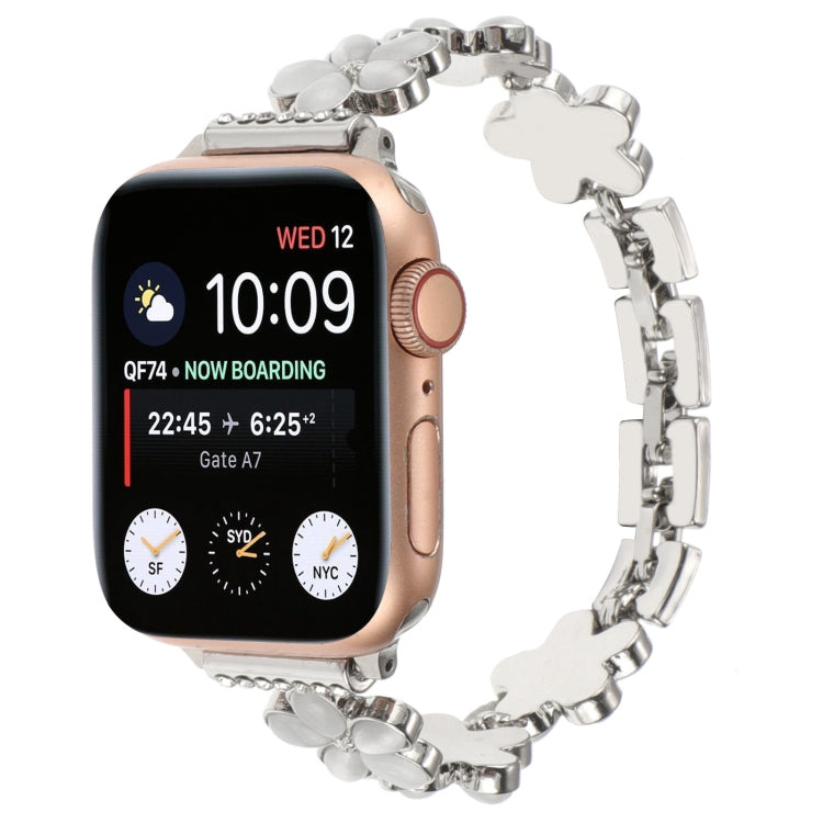 五瓣花鋅合金鍊錶帶，適用於 Apple Watch Series 4 44mm、Apple Watch Series 4 40mm、Apple Watch Series 3 38mm、Apple Watch Series 3 42mm、Apple Watch Series 2 42mm、Apple Watch Series 2 38mm