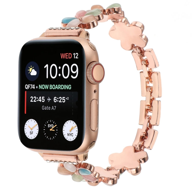 五瓣花鋅合金鍊錶帶，適用於 Apple Watch Series 4 44mm、Apple Watch Series 4 40mm、Apple Watch Series 3 38mm、Apple Watch Series 3 42mm、Apple Watch Series 2 42mm、Apple Watch Series 2 38mm