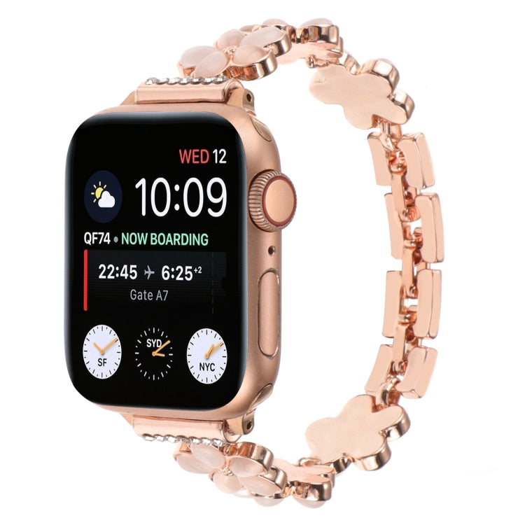 五瓣花鋅合金鍊錶帶，適用於 Apple Watch Series 4 44mm、Apple Watch Series 4 40mm、Apple Watch Series 3 38mm、Apple Watch Series 3 42mm、Apple Watch Series 2 42mm、Apple Watch Series 2 38mm