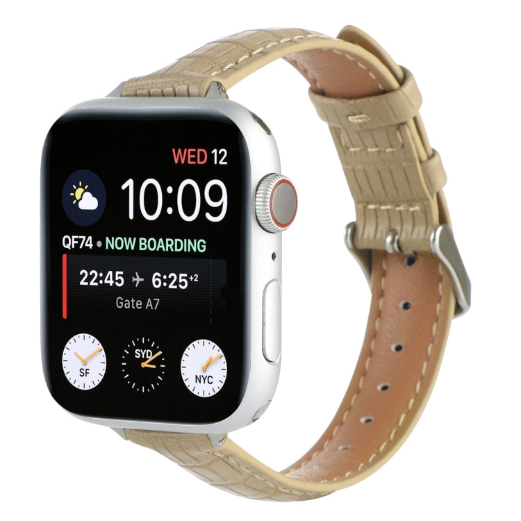 纖薄鱷魚皮錶帶，適用於 Apple Watch SE 2023 44mm、Apple Watch SE 2023 40mm、Apple Watch Ultra 2 49mm、Apple Watch Series 9 45mm、Apple Watch Series 9 41mm、Apple Watch Ultra 49mm
