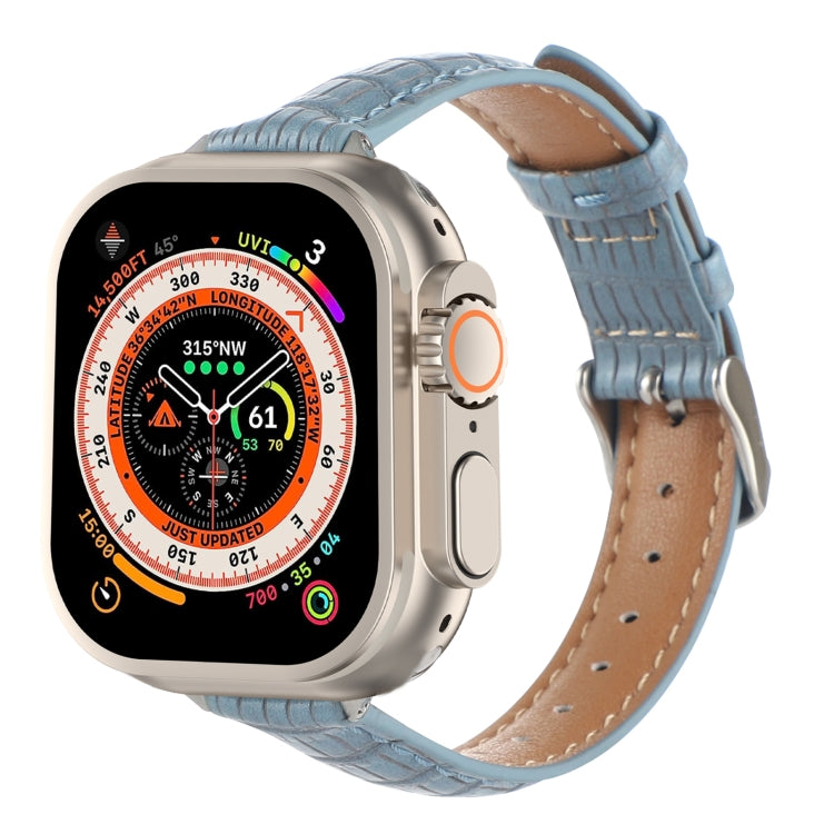 纖薄鱷魚皮錶帶，適用於 Apple Watch SE 2023 44mm、Apple Watch SE 2023 40mm、Apple Watch Ultra 2 49mm、Apple Watch Series 9 45mm、Apple Watch Series 9 41mm、Apple Watch Ultra 49mm