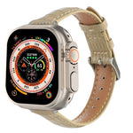 纖薄鱷魚皮錶帶，適用於 Apple Watch SE 2023 44mm、Apple Watch SE 2023 40mm、Apple Watch Ultra 2 49mm、Apple Watch Series 9 45mm、Apple Watch Series 9 41mm、Apple Watch Ultra 49mm