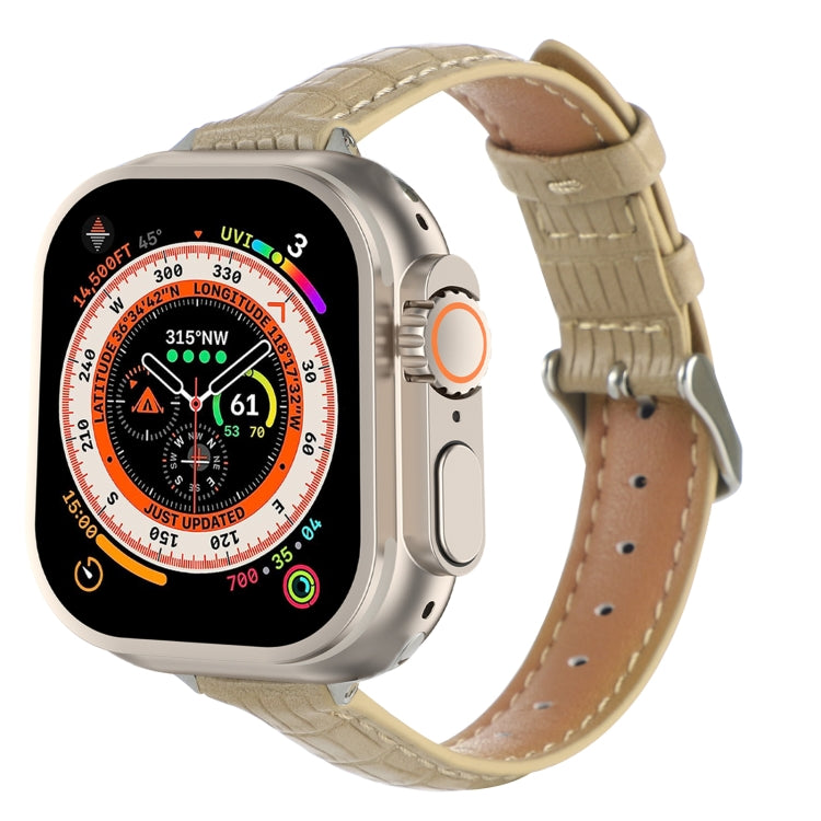 纖薄鱷魚皮錶帶，適用於 Apple Watch SE 2023 44mm、Apple Watch SE 2023 40mm、Apple Watch Ultra 2 49mm、Apple Watch Series 9 45mm、Apple Watch Series 9 41mm、Apple Watch Ultra 49mm