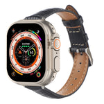 纖薄鱷魚皮錶帶，適用於 Apple Watch SE 2023 44mm、Apple Watch SE 2023 40mm、Apple Watch Ultra 2 49mm、Apple Watch Series 9 45mm、Apple Watch Series 9 41mm、Apple Watch Ultra 49mm