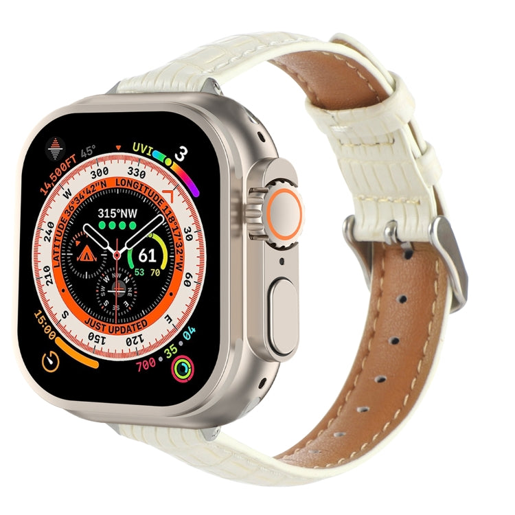 纖薄鱷魚皮錶帶，適用於 Apple Watch SE 2023 44mm、Apple Watch SE 2023 40mm、Apple Watch Ultra 2 49mm、Apple Watch Series 9 45mm、Apple Watch Series 9 41mm、Apple Watch Ultra 49mm